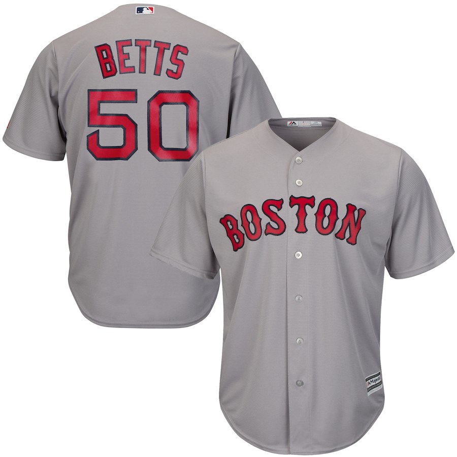 Men's Boston Red Sox #50 Mookie Betts Majestic Gray Cool Base Player Stitched MLB Jersey