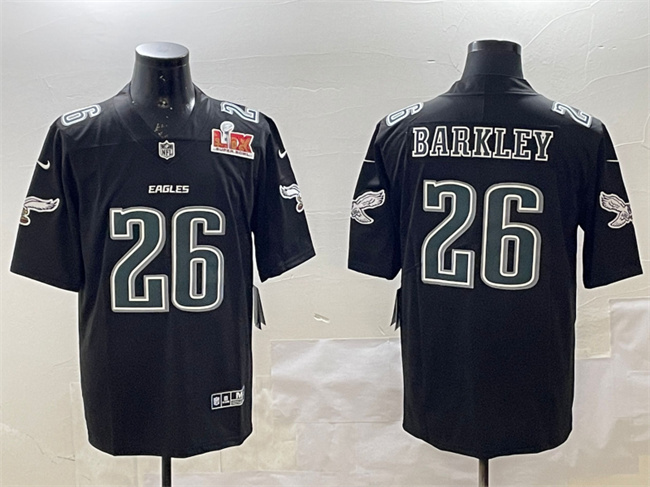Men's Philadelphia Eagles #26 Saquon Barkley Black 2025 Super Bowl LIX Patch Fashion Vapor Untouchable Limited Stitched Football Jersey Men's Philadelphia Eagles #26 Saquon Barkley Black 2025 Super Bowl LIX Patch Fashion Vapor Untouchable Limited Stitched Football Jersey