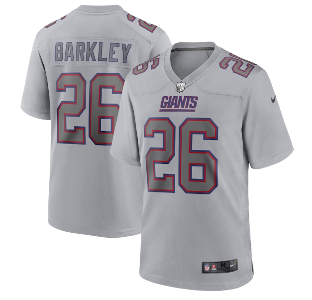 Men's New York Giants #26 Saquon Barkley Grey Atmosphere Fashion Stitched Game Jersey