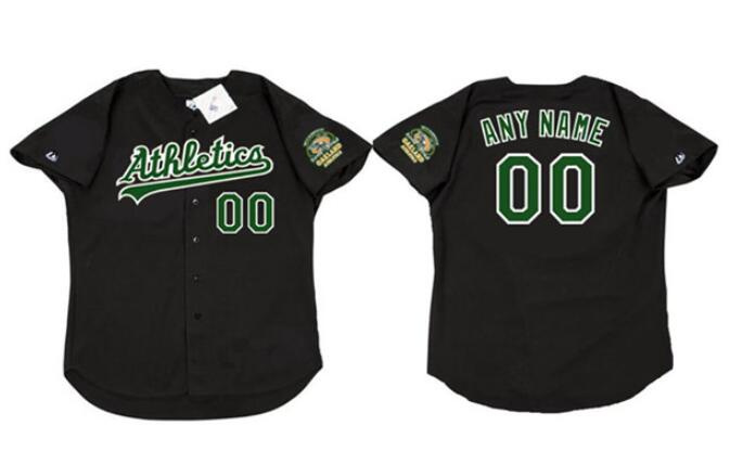 Men's Oakland Athletics Customized Black 2000 Throwback Stitched Baseball Jersey