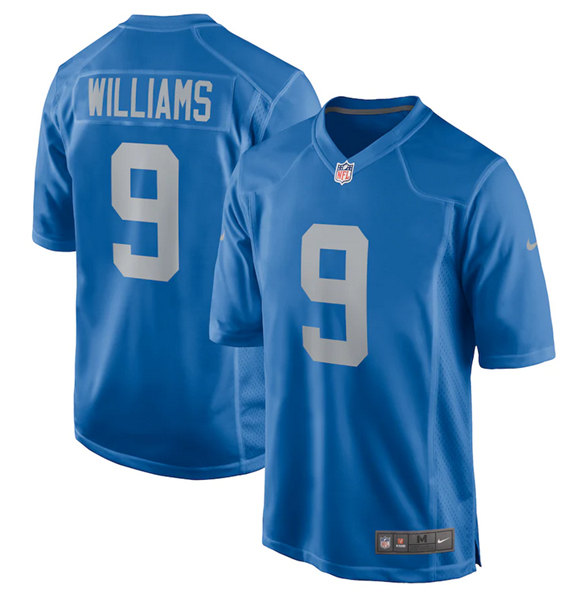 Men's Detroit Lions #9 Jameson Williams 2022 Blue Stitched Game Jersey