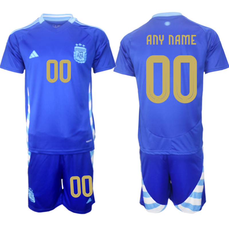 Men's Argentina Custom Blue 2024-25 Away SoccerJersey Suit