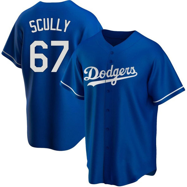 Men's Los Angeles Dodgers #67 Vin Scully Blue Cool Base Stitched Baseball Jersey