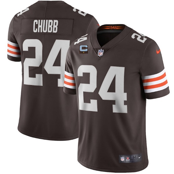 Men's Cleveland Browns #24 Nick Chubb 2022 Brown With 1-star C Patch Vapor Untouchable Limited Stitched Jersey