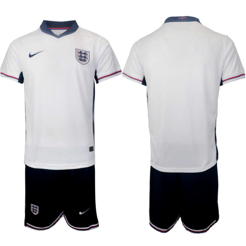 Men's England Blank 2024-25 White Home Soccer Jersey Suit
