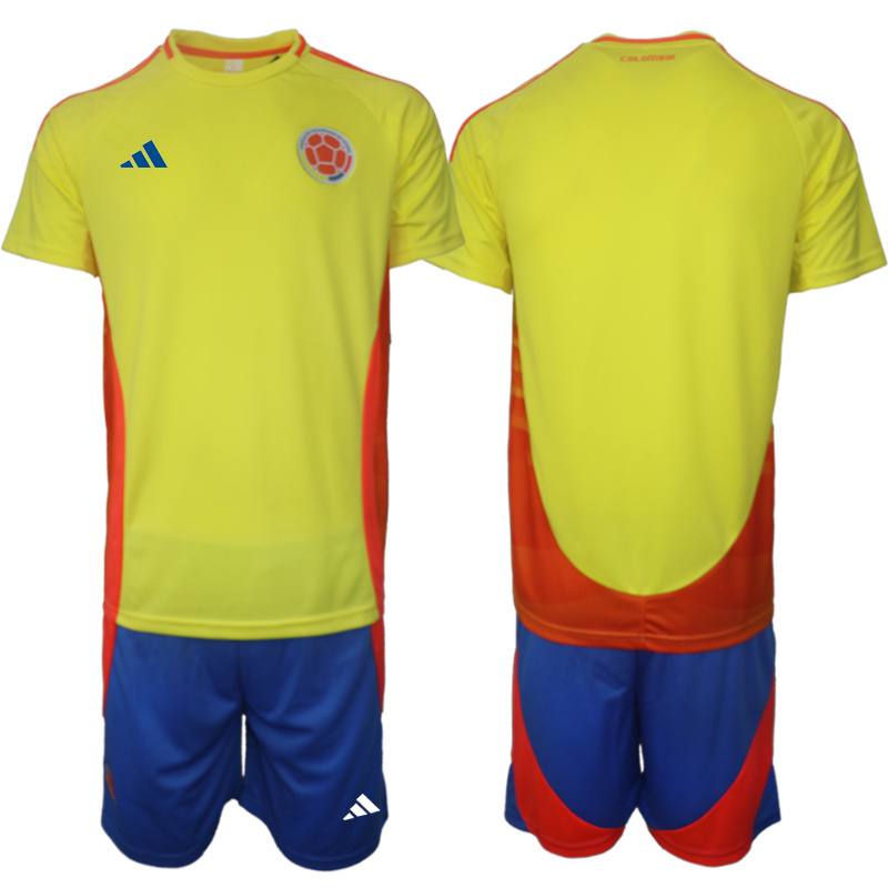 Men's Colombia Team Custom Yellow/Red 2024-25 Home Soccer Jersey Suit