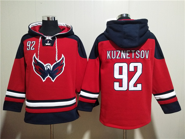 Men's Washington Capitals #92 Evgeny Kuznetsov Red Ageless Must-Have Lace-Up Pullover Hoodie