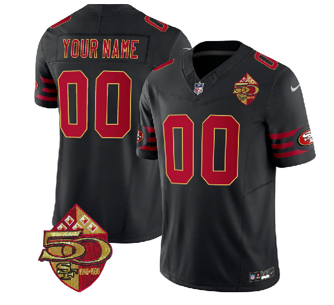 Men's San Francisco 49ers Active Player Custom Black 2023 F.U.S.E. 50th Patch Throwback Stitched Football Jersey