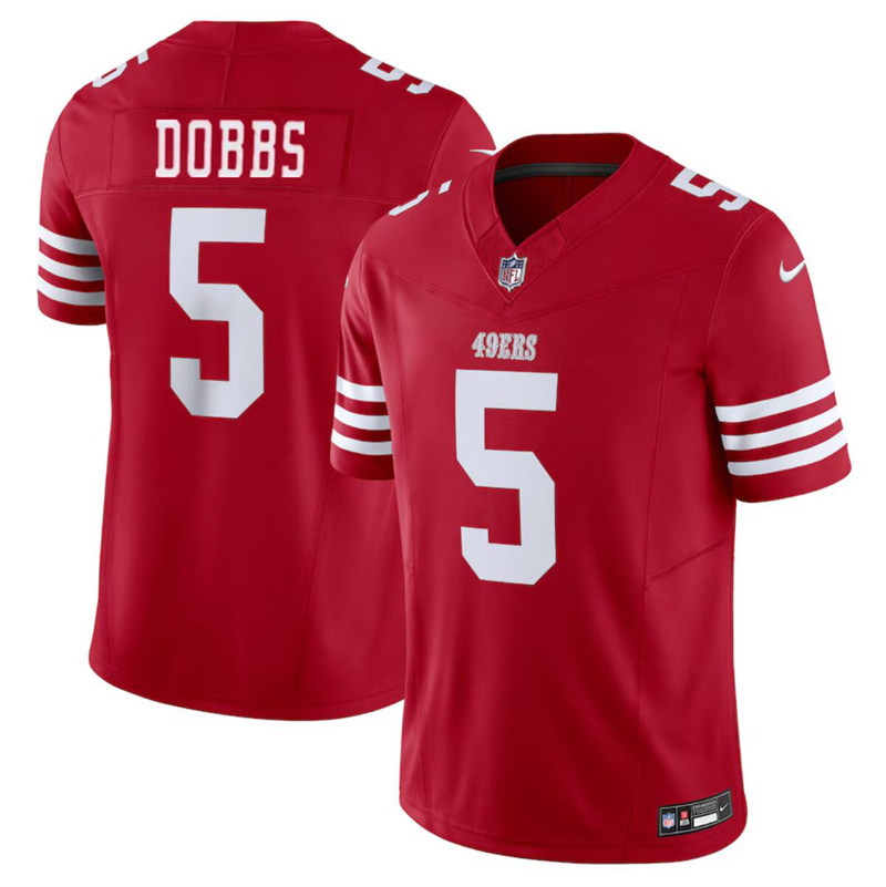 Men's San Francisco 49ers #5 Josh Dobbs Red 2024 F.U.S.E Vapor Untouchable Limited Stitched Football Jersey