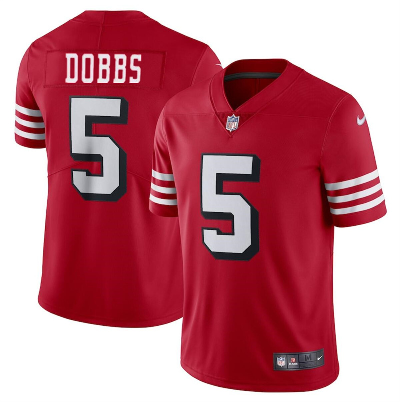 Men's San Francisco 49ers #5 Josh Dobbs New Red Vapor Untouchable Limited Stitched Football Jersey