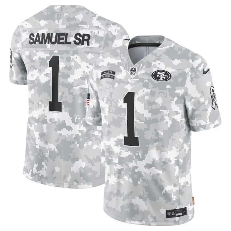 Men's San Francisco 49ers #1 Deebo Samuel 2024 F.U.S.E Arctic Camo Salute to Service Limited Stitched Football Jersey
