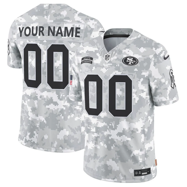 Men's San Francisco 49ers Active Player Custom 2024 F.U.S.E Arctic Camo Salute to Service Limited Stitched Football Jersey