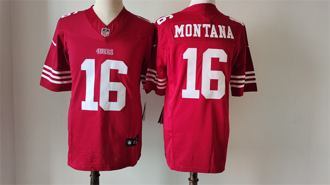 Men's NFL San Francisco 49ers #16 Joe Montana Red 2023 F.U.S.E. Vapor Untouchable Limited Stitched Jersey