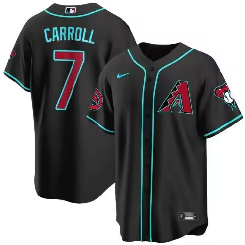 Men's Arizona Diamondbacks #7 Corbin Carroll 2023/24 Black Cool Base Stitched Baseball Jersey