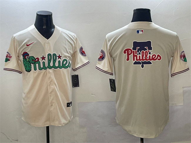 Men's Philadelphia Phillies Team Big Logo Cream Phanatic Limited Stitched Jersey Men's Philadelphia Phillies Team Big Logo Cream Phanatic Limited Stitched Jersey