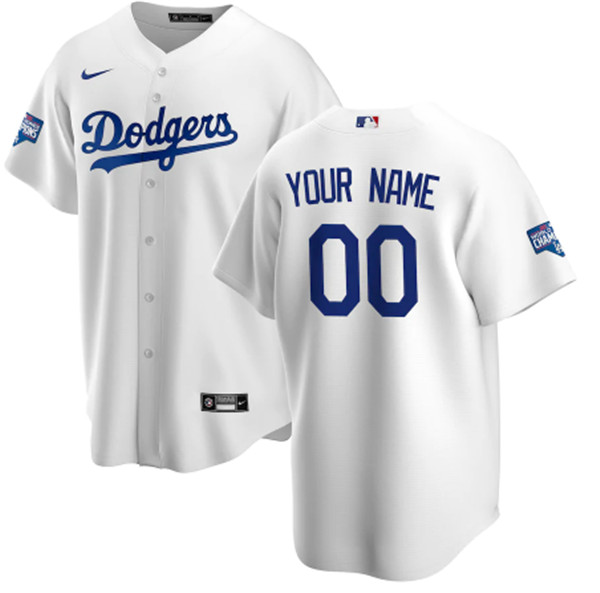 Men's Los Angeles Dodgers ACTIVE PLAYER Custom White 2020 World Series Champions Home Patch Stitched MLB Jersey