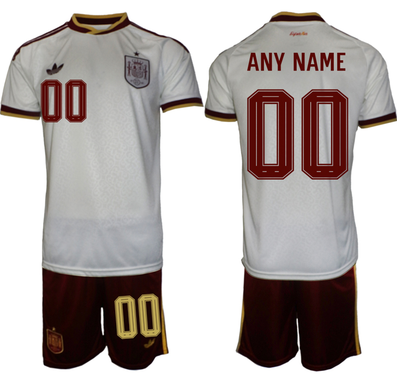 Men's Spain Team Custom White 2026 World Cup Away Soccer Jersey Men's Spain Team Custom White 2026 World Cup Away Soccer Jersey