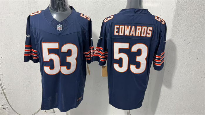Men's Chicago Bears #53 T.J. Edwards Navy 2026 F.U.S.E. Vapor Untouchable Limited Stitched Football Jersey Men's Chicago Bears #53 T.J. Edwards Navy 2026 F.U.S.E. Vapor Untouchable Limited Stitched Football Jersey