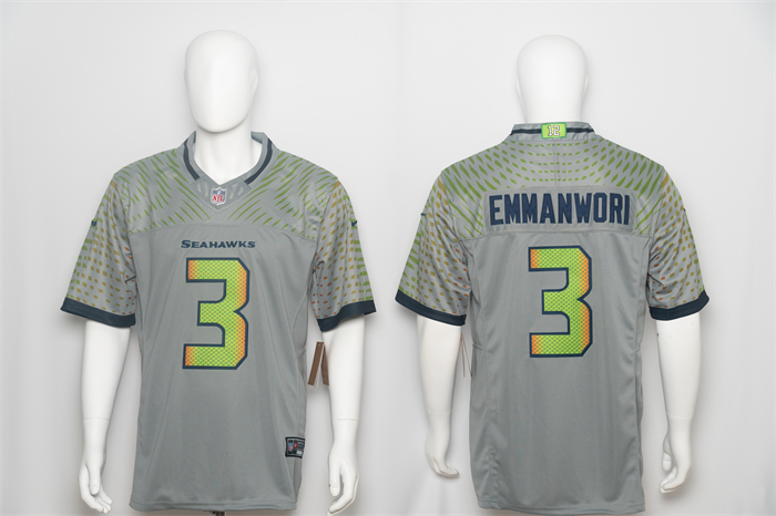 Men's Seattle Seahawks #3 Nick Emmanwori Grey 2026 F.U.S.E. “Rivalries” Vapor Untouchable Limited Stitched Football Jersey