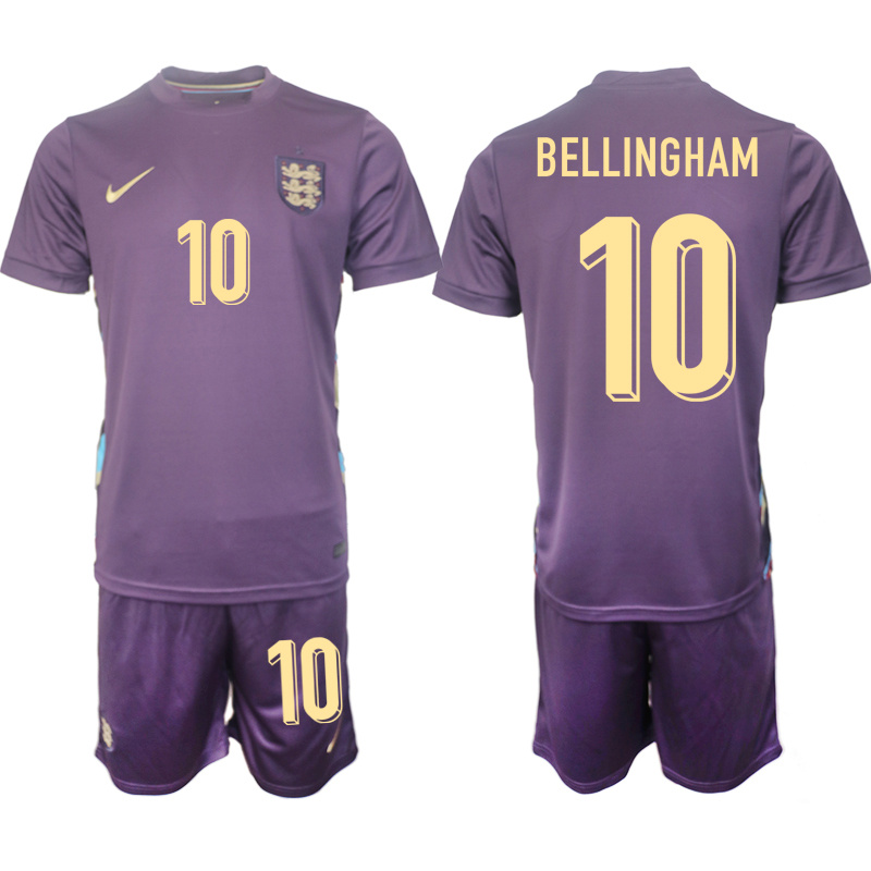 Men's England #10 Jude Bellingham 2024-25 Purple Away Soccer Jersey Suit