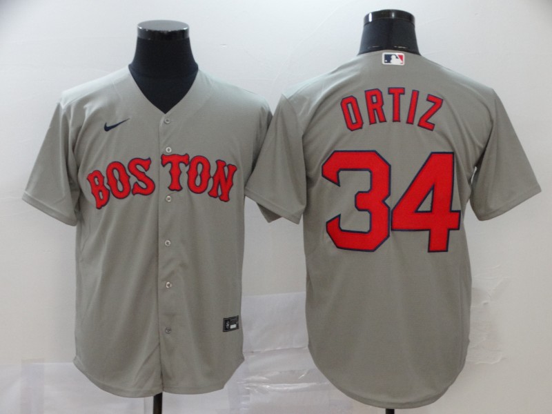 Men's Boston Red Sox #34 David Ortiz Grey Cool Base Stitched MLB Jersey
