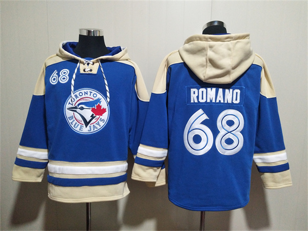Men's Toronto Blue Jays #68 Jordan Romano Royal Ageless Must-Have Lace-Up Pullover Hoodie