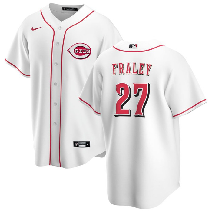 Men's Cincinnati Reds #27 Jake Fraley White Cool Base Stitched Baseball Jersey