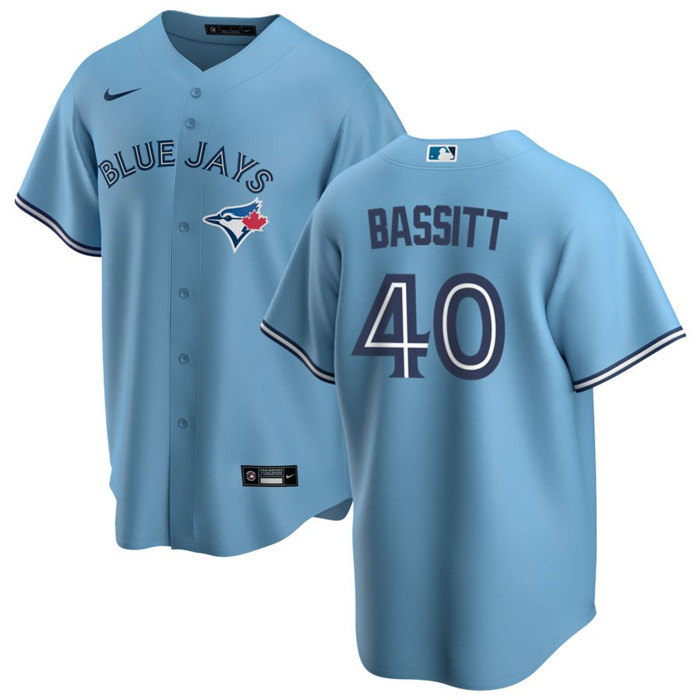 Men's Toronto Blue Jays #40 Chris Bassitt Light Blue Cool Base Stitched Jersey