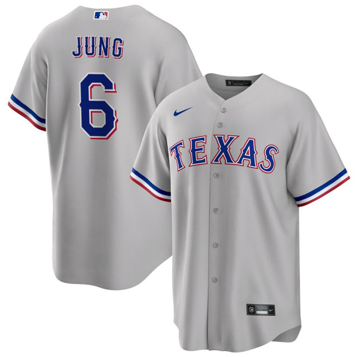 Men's Texas Rangers #6 Josh Jung Grey Cool Base Stitched Baseball Jersey