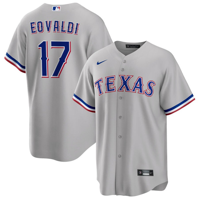 Men's Texas Rangers #17 Nathan Eovaldi Grey Cool Base Stitched Baseball Jersey