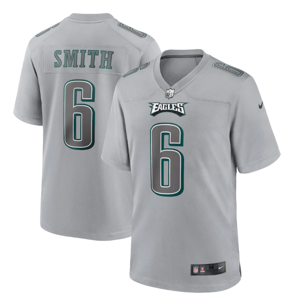 Men's Philadelphia Eagles #6 DeVonta Smith Grey Atmosphere Fashion Stitched Game Jersey