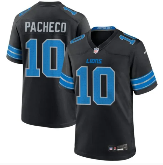 Men's Detroit Lions #10 Isiah Pacheco Black Vapor Limited Stitched Jersey