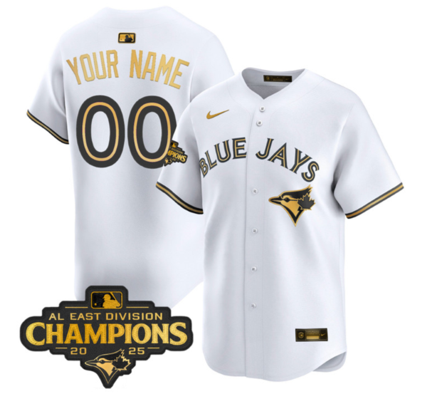 Men's Toronto Blue Jays Active Player Custom White 2025 AL East Division Champions Vapor Premier Limited Stitched Jersey Men's Toronto Blue Jays Active Player Custom White 2025 AL East Division Champions Vapor Premier Limited Stitched Jersey