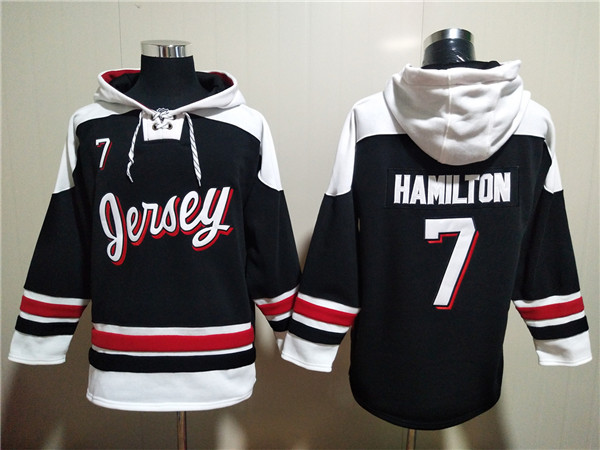 Men's New Jersey Devils #7 Dougie Hamilton Black/White Ageless Must-Have Lace-Up Pullover Hoodie