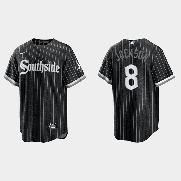 Men's Chicago White Sox #8 Bo Jackson Black 2021 City Connect Cool Base Stitched Jersey Men's Chicago White Sox #8 Bo Jackson Black 2021 City Connect Cool Base Stitched Jersey