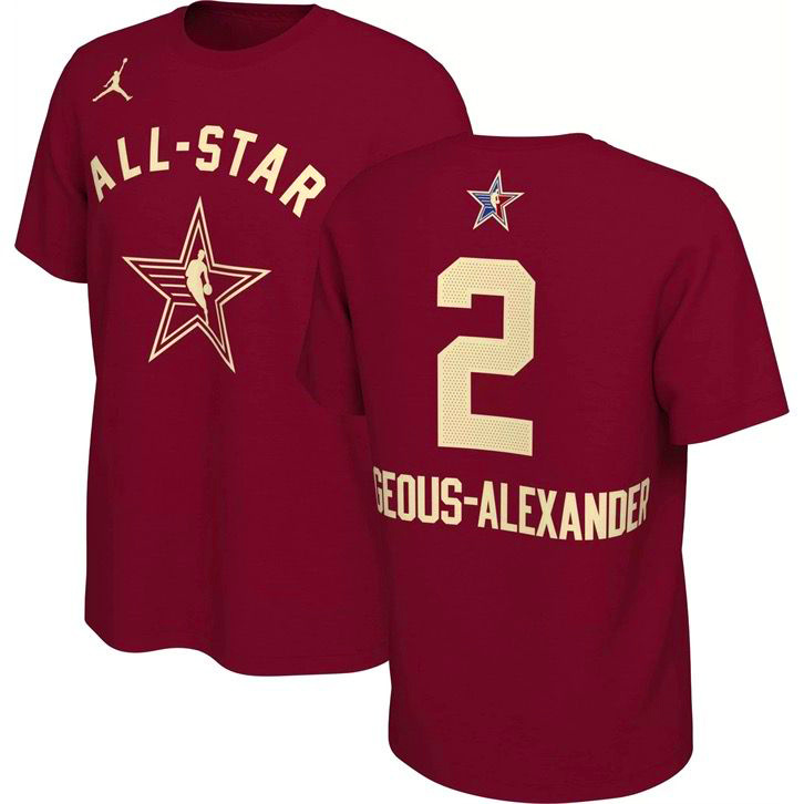Men's 2024 All-Star #2 Shai Gilgeous-Alexander Crimson T-Shirt