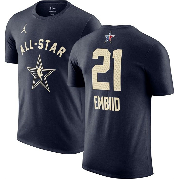 Men's 2024 All-Star #21 Joel Embiid Navy T-Shirt