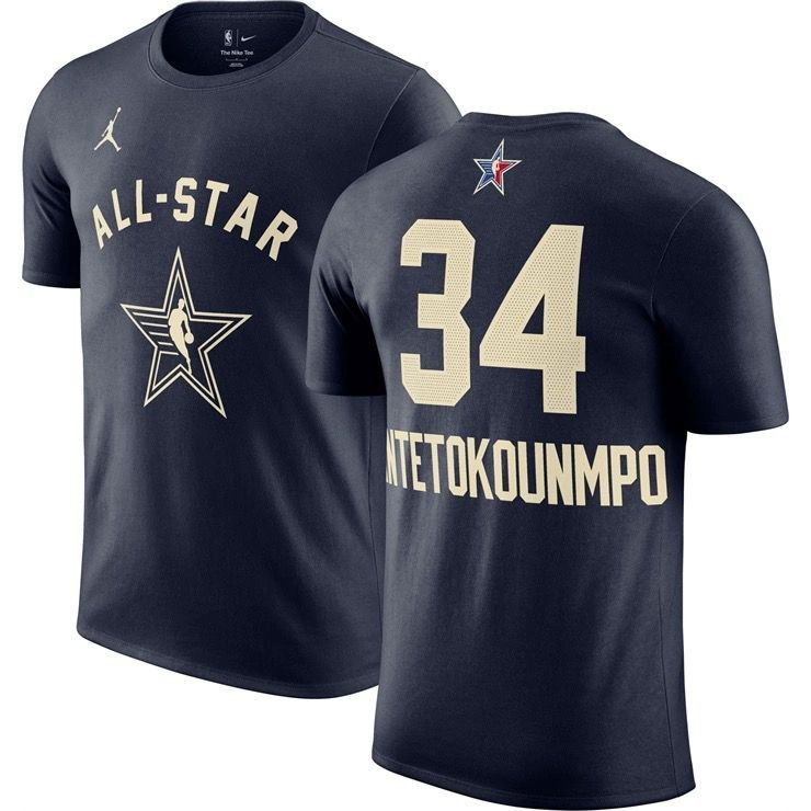 Men's 2024 All-Star #34 Giannis Antetokounmpo Navy T-Shirt