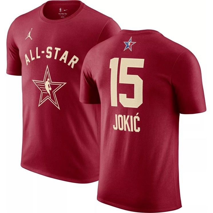 Men's 2024 All-Star #15 Nikola Jokic Crimson T-Shirt