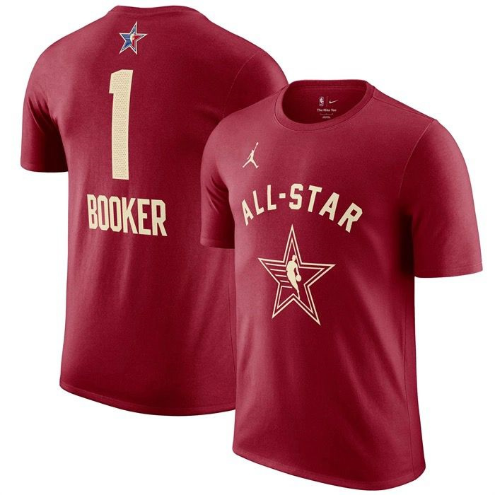 Men's 2024 All-Star #1 Devin Booker Crimson T-Shirt