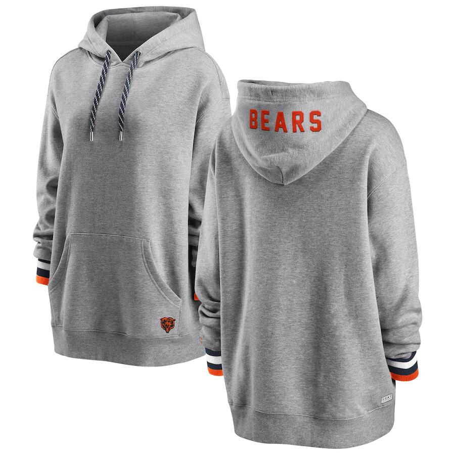 Women's Chicago Bears WEAR By Erin Andrews Heathered Gray Pullover Fleece Hoodie(Run Small)