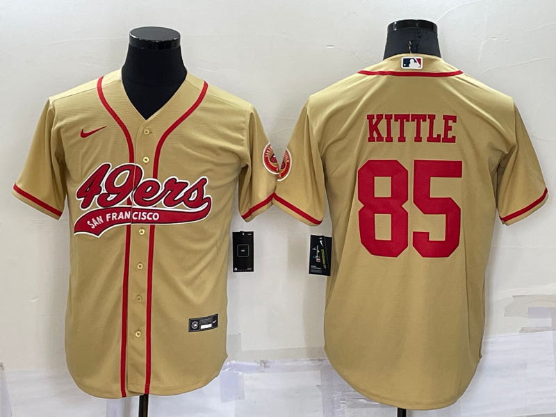 Men's San Francisco 49ers #85 George Kittle Gold Cool Base Stitched Baseball Jersey