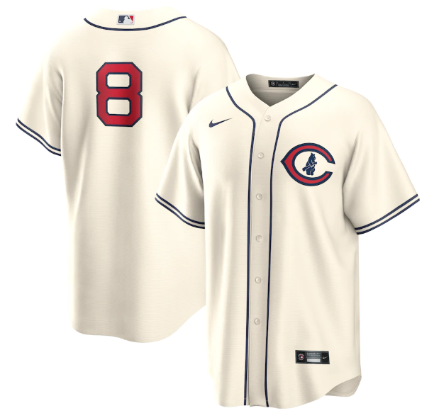 Men's Chicago Cubs #8 Ian Happ 2022 Cream Field Of Dreams Cool Base Stitched Baseball Jersey