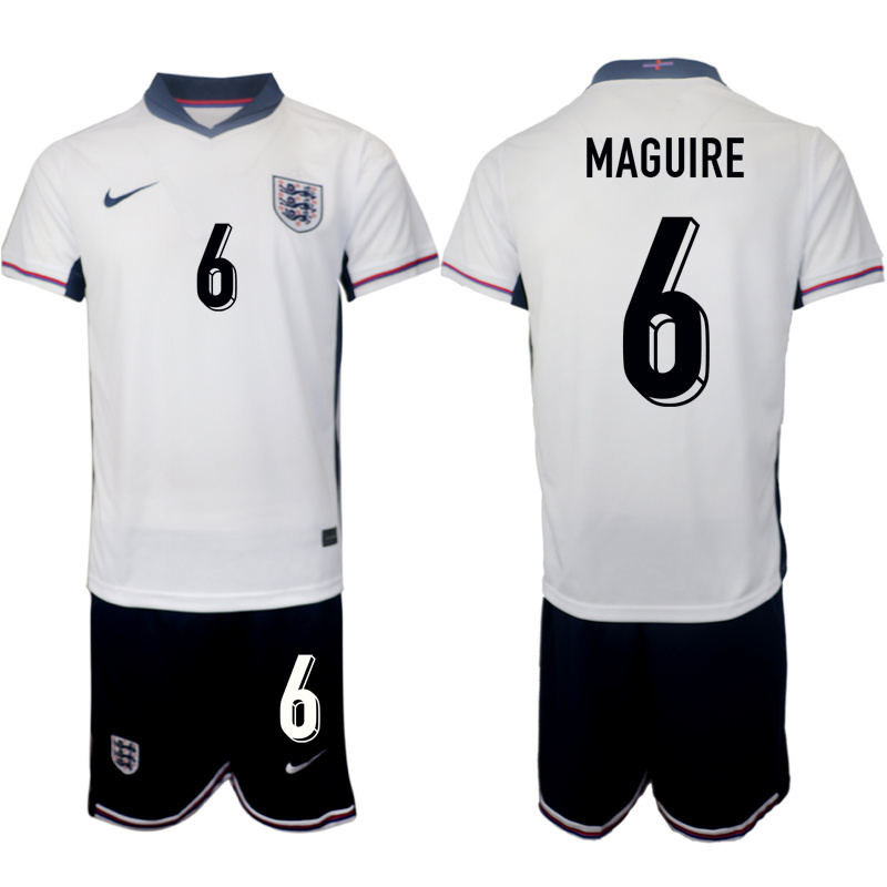 Men's England #6 Harry Maguire 2024-25 White Home Soccer Jersey Suit