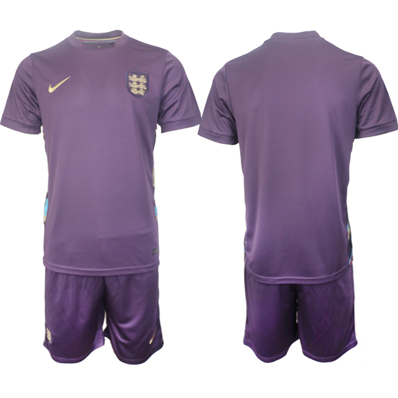 Men's England Blank 2024-25 Purple Away Soccer Jersey Suit