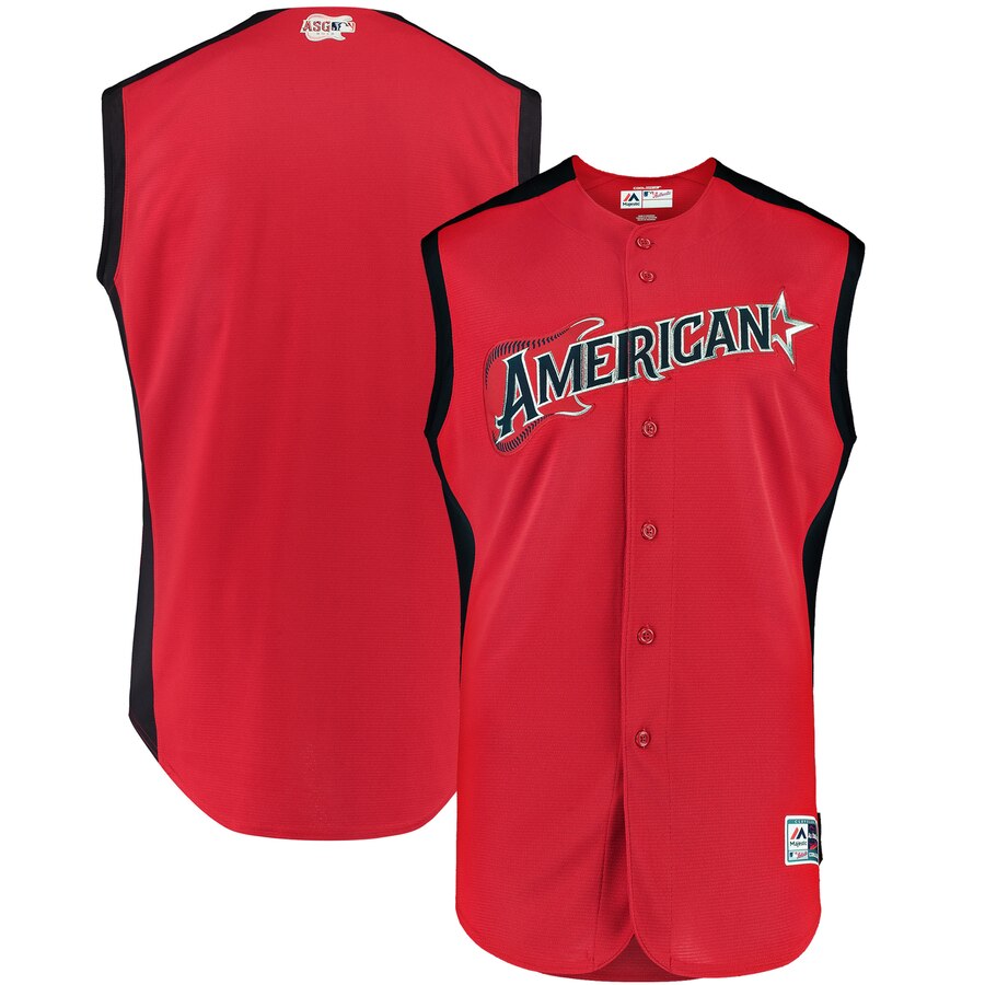 American League Blank Majestic 2019 MLB All-Star Game Workout Team Jersey Red Navy
