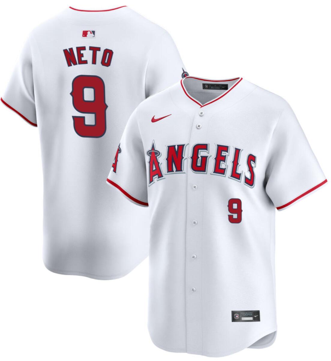 Men's Los Angeles Angels #9 Zach Neto White 2024 Home Limited Stitched Baseball Jersey