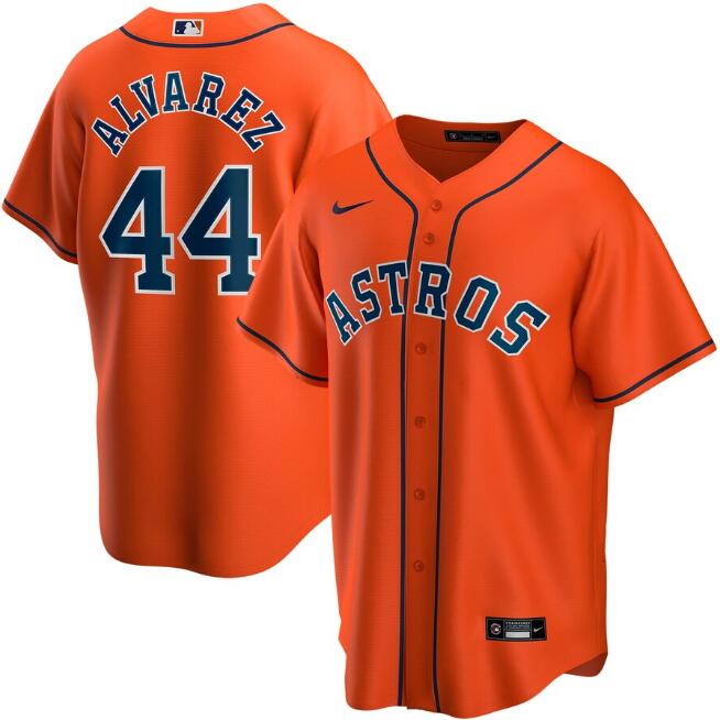 Men's Houston Astros #44 Yordan Alvarez Orange MLB Cool Base Stitched Jersey