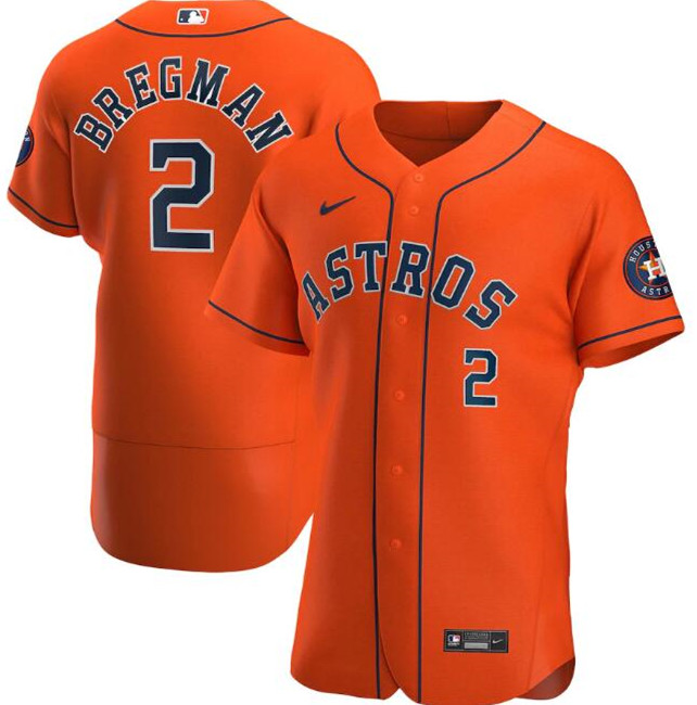 Men's Houston Astros #2 Alex Bregman Orange MLB Flex Base Stitched Jersey