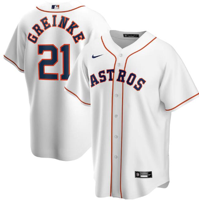 Men's Houston Astros #21 Zack Greinke White MLB Cool Base Stitched Jersey